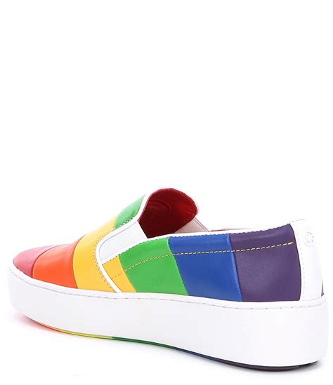 michael kors dylan rainbow striped leather slip-on sneaker|MICHAEL Michael Kors Dylan Rainbow Slip.